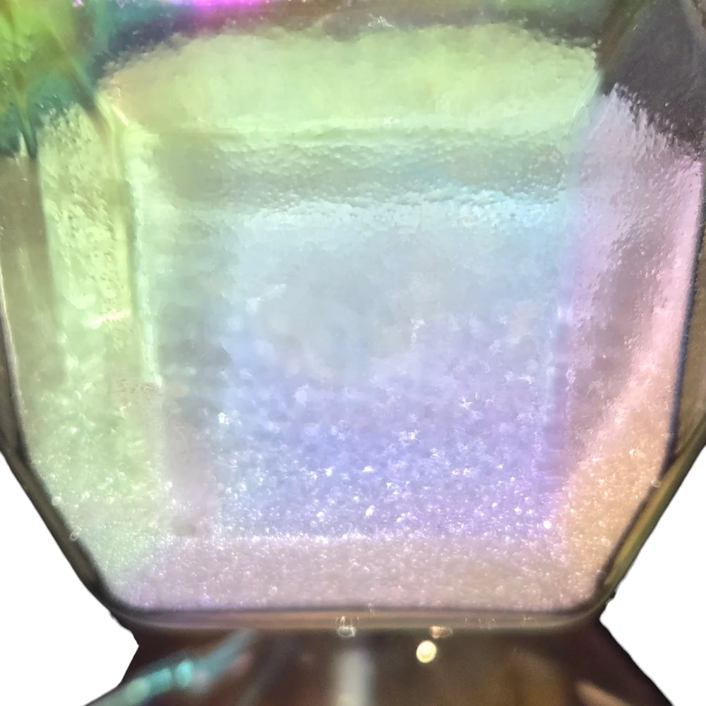 Iridescent Blown Glass & White Sand Hexagonal‎ 